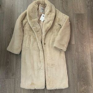 Abercrombie Faux Fur Long-Length Coat XXS